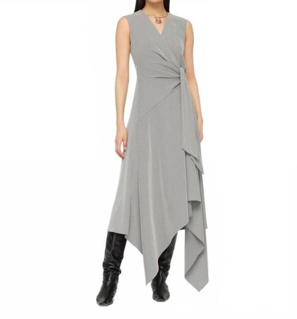 Lafayette 148 The Fluid Houndstooth Jacquard Midi Dress in Black Multi 4